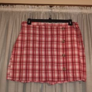 Pink plaid skirt